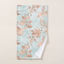 Rose Gold Florals on Distressed Teal