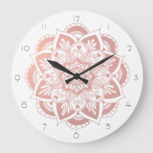 Rose Gold Flower Mandala Wall Clock