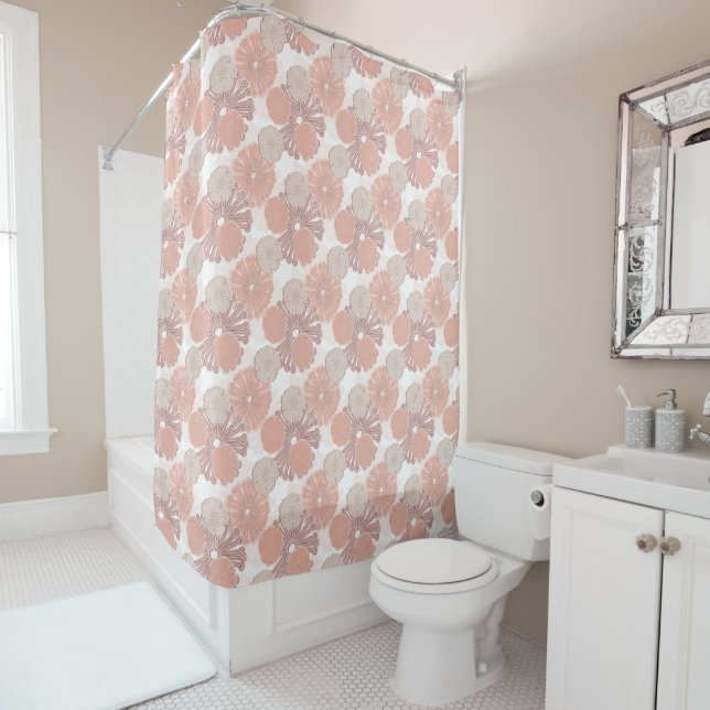 Rose Gold Flower Pattern Shower Curtain (In Situ)