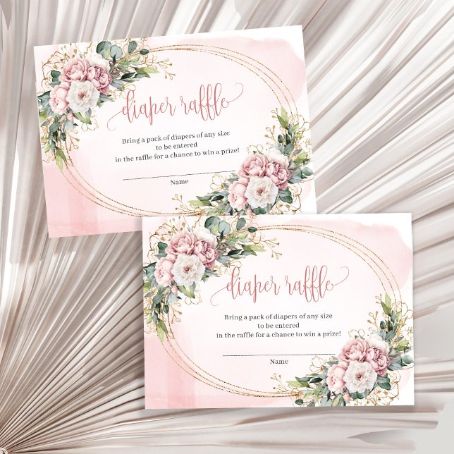 Rose Gold Flowers Eucalyptus Baby Girl Raffle Card (Rose Gold Flowers Eucalyptus Baby Girl Raffle Card)