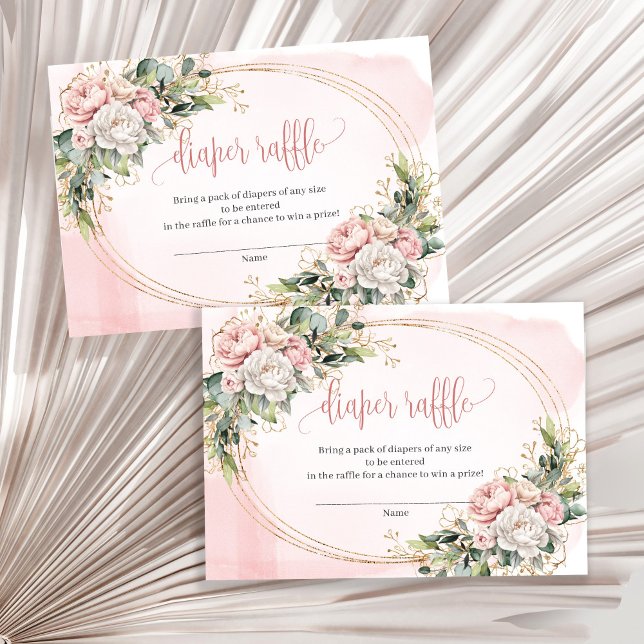 Rose Gold Flowers Eucalyptus Baby Girl Raffle Slip Enclosure Card (Rose Gold Flowers Eucalyptus Baby Girl Raffle Slip)