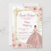 Rose Gold Flowers Gold Glitter Blush Pink Sweet 16