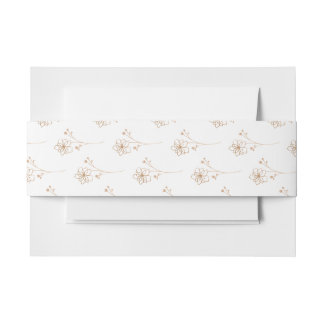 Rose Gold Flowers Invitation Belly Band