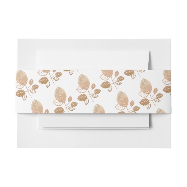 Rose Gold Flowers Invitation Belly Band (Front Example)