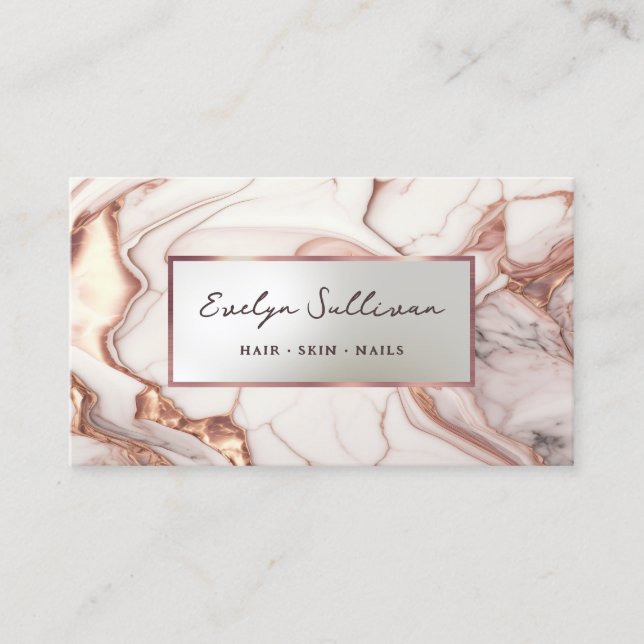 rose gold fluid marble business card (Front)
