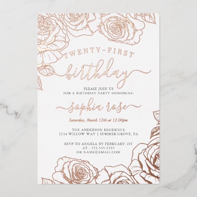 Rose Gold Foil 21st Birthday  (Front)