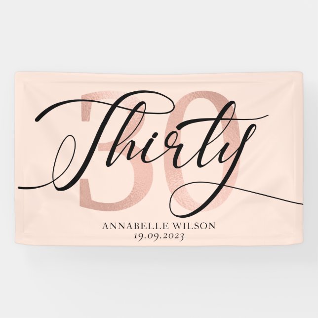 Rose Gold Foil 30th Birthday   Banner (Horizontal)