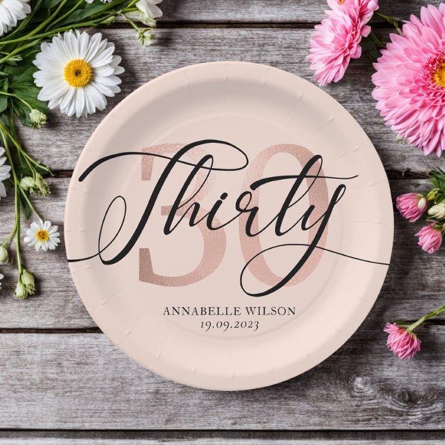Rose Gold Foil 30th Birthday  Paper Plate (Creator Uploaded)