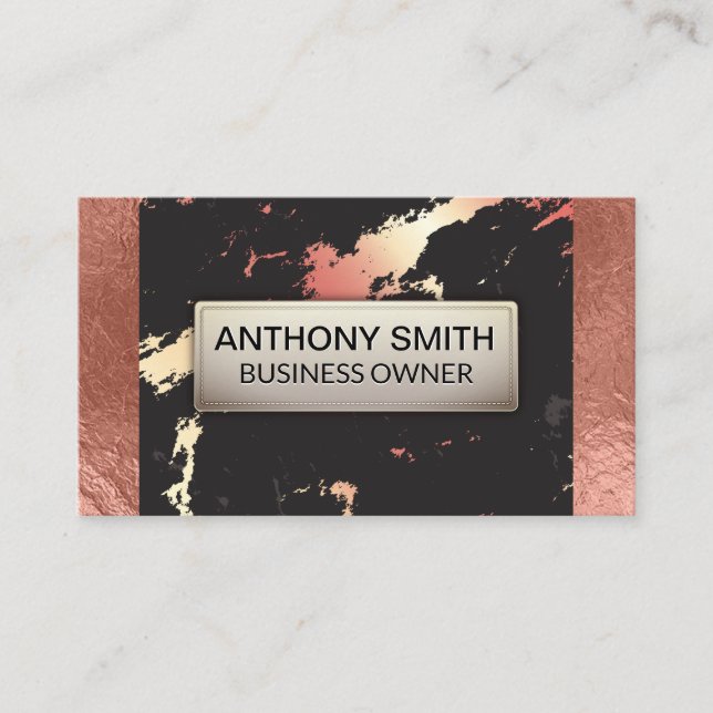 Rose Gold Foil and Marble Pattern Business Card (Front)
