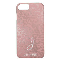 Rose Gold Foil Animal Pattern Monogram