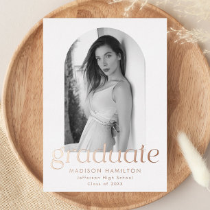 Rose Gold Foil Arch Photo Graduation Announcement