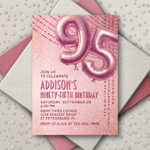 Rose Gold Foil Balloons 95th Birthday Invitation