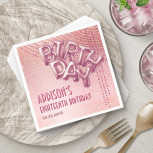 Rose Gold Foil Balloons Birthday Napkin