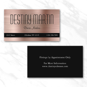 Rose Gold Foil Black Contact Bar Business Card
