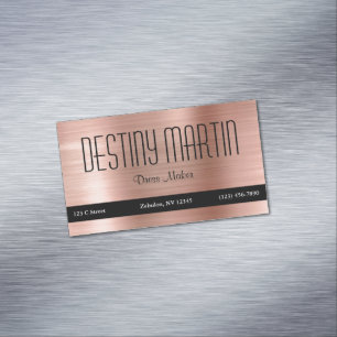 Rose Gold Foil Black Contact Bar Magnetic Business Card