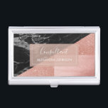 Rose Gold Foil | Blush Pink and Black Consultant Business Card Holder<br><div class="desc">Blush Pink - Rose Gold Foil and Black Marble Geometric Consultant Minimalist Business Card Holder with white hand lettered typography for the monogram. The Rose Gold Foil Glitter and Sparkle Business Card Holder is perfect for any profession. If you need the profession or name text does not fit your needs,...</div>