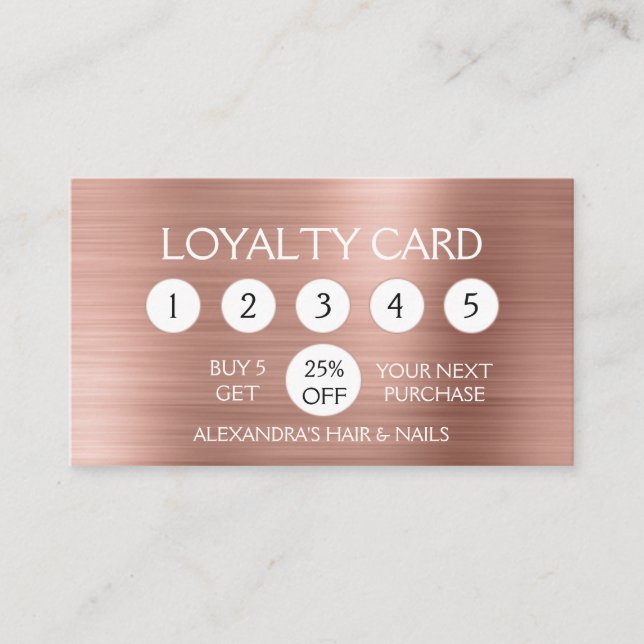 Rose Gold Foil | Blush Pink Foil Loyalty Punch Card (Front)