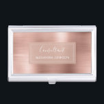 Rose Gold Foil | Blush Pink Foil Modern Business Card Holder<br><div class="desc">Blush Pink - Rose Gold Foil Metallic Stainless Steel Consultant Minimalist Business Card Holder with white hand lettered typography for the monogram. The Rose Gold Foil Metal Business Card Holder can be customised for any profession. If the profession or name text does not fit your needs, please contact the designer....</div>