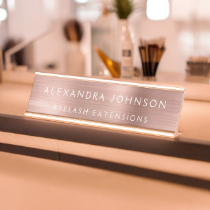 Rose Gold Foil   Blush Pink Foil Modern Desk Name Plate