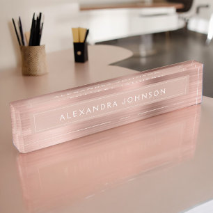 Rose Gold Foil   Blush Pink Foil Modern Nameplate