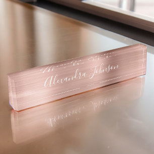 Rose Gold Foil   Blush Pink Foil Modern Nameplate