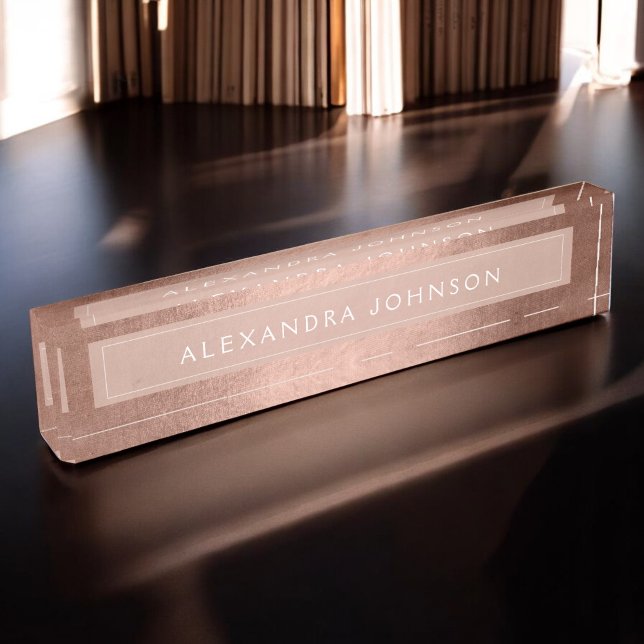 Rose Gold Foil | Blush Pink Foil Modern Nameplate (Creator Uploaded)