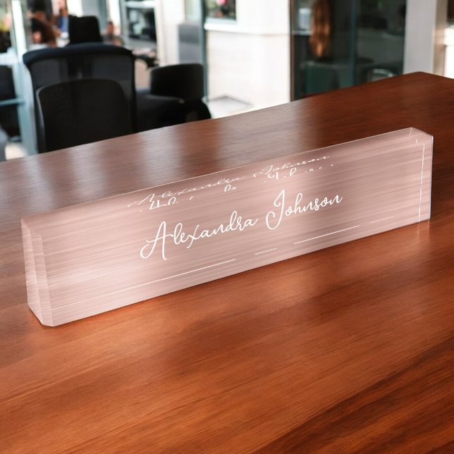 Rose Gold Foil | Blush Pink Foil Modern Nameplate (Creator Uploaded)