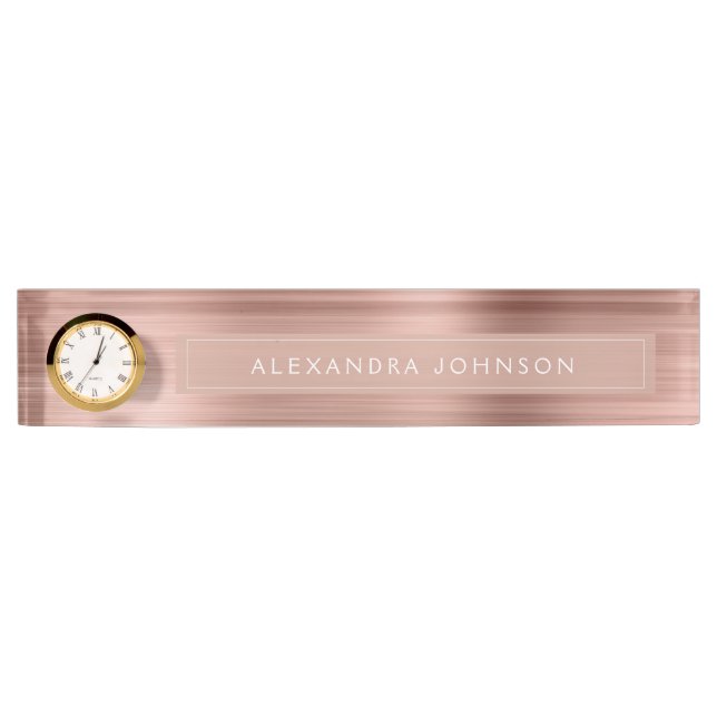 Rose Gold Foil | Blush Pink Foil Modern Nameplate (Front)