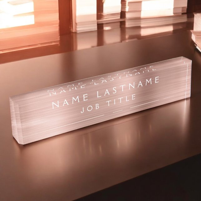 Rose Gold Foil | Blush Pink Professional Modern Nameplate (Creator Uploaded)