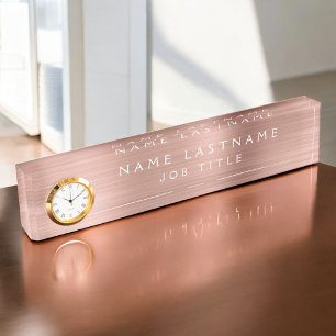 Rose Gold Foil   Blush Pink Professional Modern Nameplate