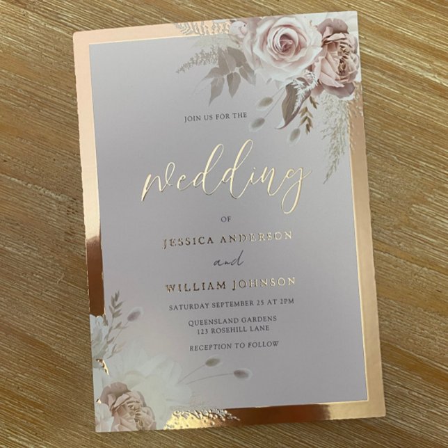 Rose Gold Foil Border Blush Floral Wedding (Creator Uploaded)