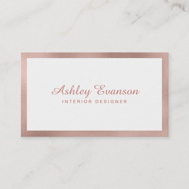 Rose Gold Foil Border Business Card (Front)