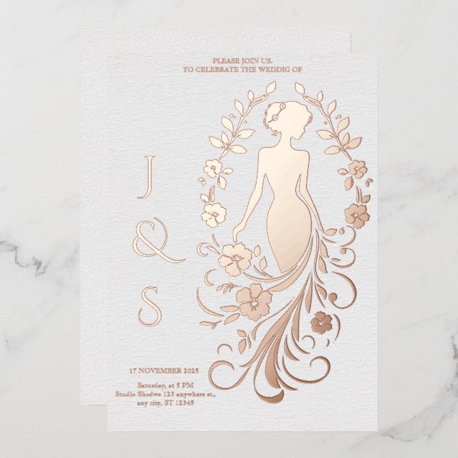 Rose Gold Foil Bride Wedding  (Front/Back)
