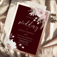 Rose Gold Foil Burgundy Blush Floral Wedding