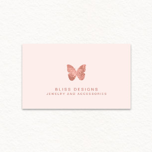Rose Gold Foil Butterfly Elegant Blush Pink Business Card