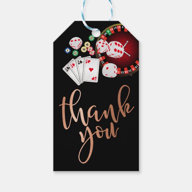 Rose Gold Foil , casino, thank you tag (Front)