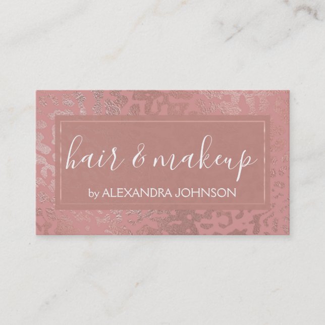 Rose Gold Foil Cheetah Animal Pattern Business Card (Front)