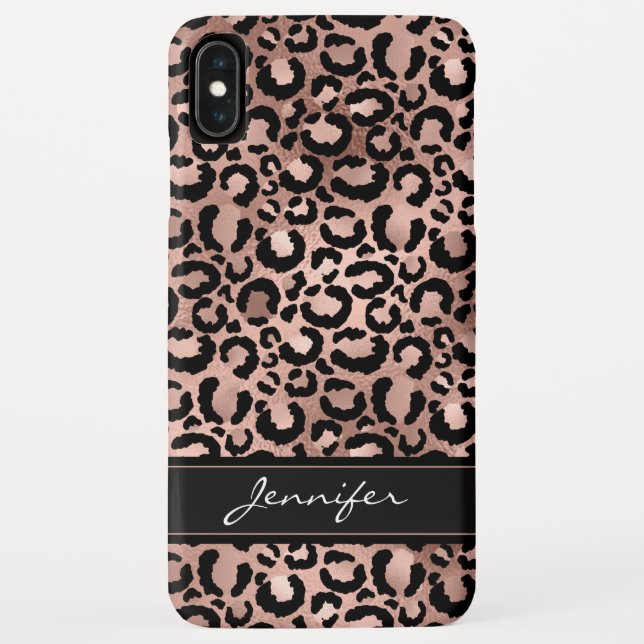 Rose Gold Foil Cheetah Pattern - Personalised Name Case-Mate iPhone Case (Back)