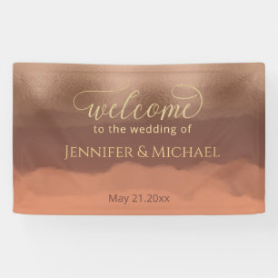 Rose gold foil cinnamon cantaloupe watercolor banner