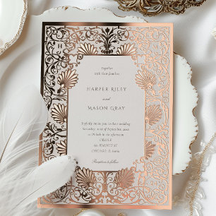 Rose Gold Foil Cream Art Nouveau Wedding