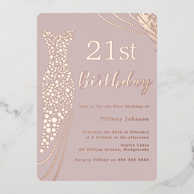 Rose Gold Foil Dress Pink Elegant 21st Birthday (Front)