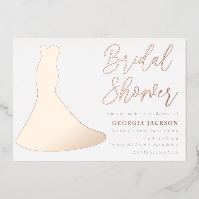 Rose Gold Foil Dress Silhouette Bridal Shower  (Front)