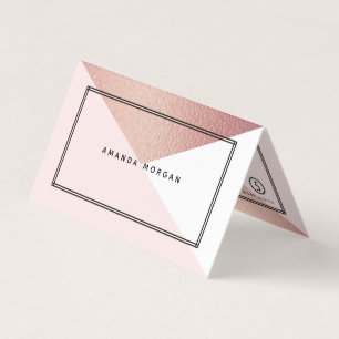 Rose Gold Foil Effect Geometric Double Loyalty Business Card