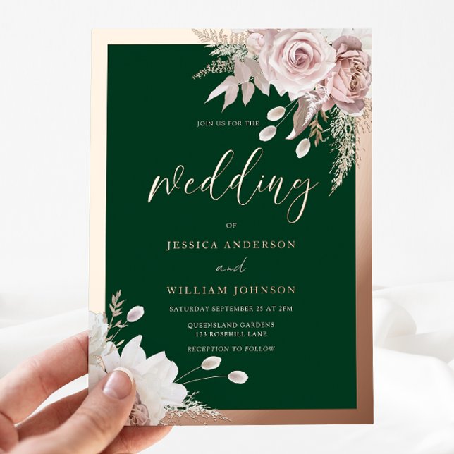 Rose Gold Foil Emerald & Blush Floral Wedding (Creator Uploaded)