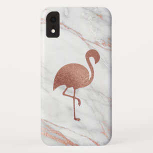 Rose Gold Foil Flamingo on Pink Marble Pattern Case-Mate iPhone Case