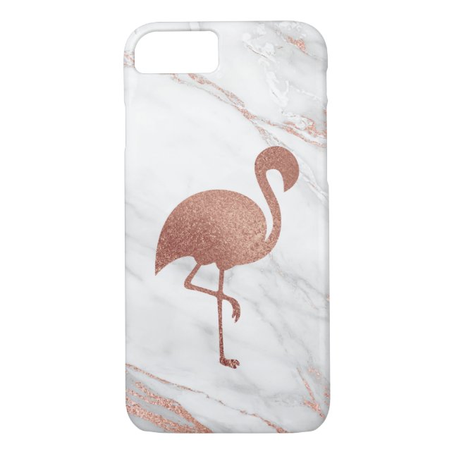Rose Gold Foil Flamingo on Pink Marble Pattern Case-Mate iPhone Case (Back)