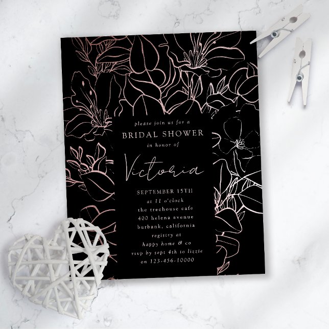 Rose Gold Foil Floral Bridal Shower Invitation (Creator Uploaded)