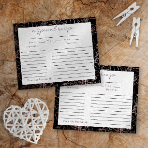 Rose Gold Foil Floral Bridal Shower Recipe Card
