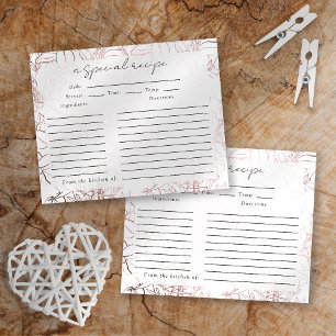 Rose Gold Foil Floral Bridal Shower Recipe Card