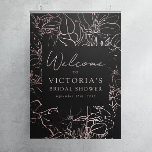 Rose Gold Foil Floral Bridal Shower Welcome Sign